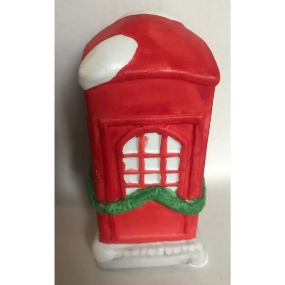 VTG-DICKENSVILLE COLLECTABLES Phone Booth-Red Nostalgic/Christmas Village 1990 - Picture 4 of 13